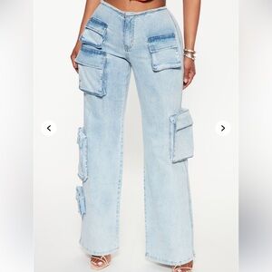 Women's Light Blue Cargo Jeans